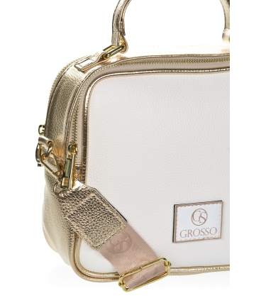 White-gold lacquered handbag with handle Grosso JCS0013whitegold