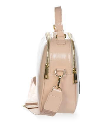 Bielo-béžová lakovaná kabelka s rúčkou Grosso JCS0013whitebeige