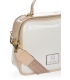 Bielo-béžová lakovaná kabelka s rúčkou Grosso JCS0013whitebeige