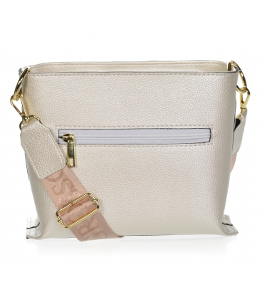 Perleťová crossbody kabelka s ozdobnou výšivkou a řetízkem Grosso C22Mpearlflowers