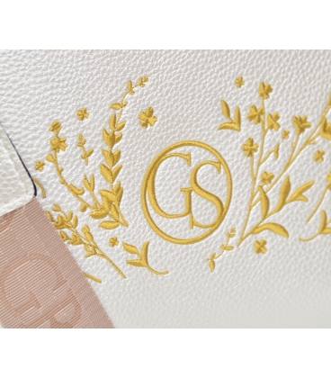 Perleťová crossbody kabelka s ozdobnou výšivkou a řetízkem Grosso C22Mpearlflowers