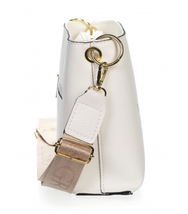 Bílá crossbody kabelka s ozdobnou výšivkou a řetízkem Grosso C22Mwhiteflowers