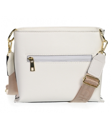 Bílá crossbody kabelka s ozdobnou výšivkou a řetízkem Grosso C22Mwhiteflowers