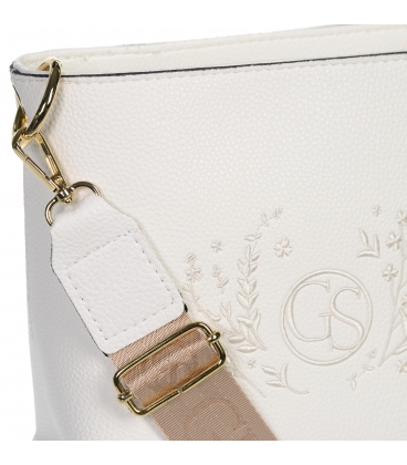 Bílá crossbody kabelka s ozdobnou výšivkou a řetízkem Grosso C22Mwhiteflowers