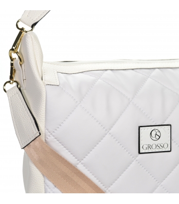 Biela kabelka s prepletanou rúčkou, prešívaním a popruhom JPS0211white white