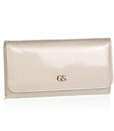 Women's simple beige lacquered wallet GROSSO 76110