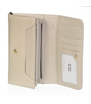 Women's simple beige lacquered wallet GROSSO 76110