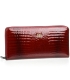 Women's red patterned lacquered wallet with zipper closure PN29