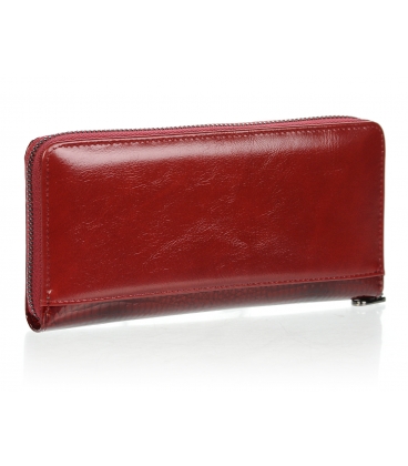 Dámská červená vzorovaná lakovaná peněženka se zipovým zapínáním PN29