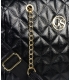 Velká černá prošívaná kabelka s dlouhou černo-zlatou rukojetí v22w003
