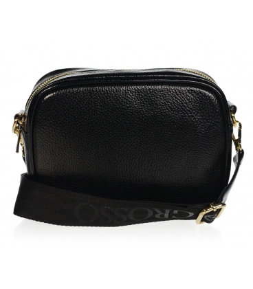 Měla černá crossbody kabelka se zlatými zipy b22w002