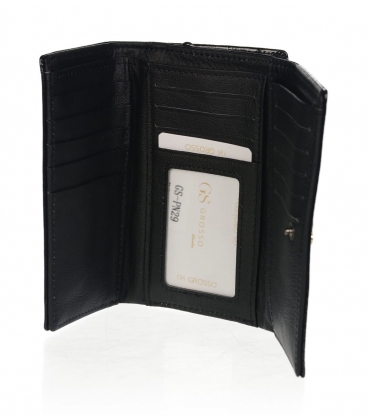 Dámská černá lakovaná elegantní peněženka s potiskem PN20 Black
