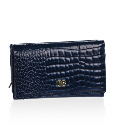 Dámska čierná lakovaná elegantná peňaženka s potlačou PN20 Blue