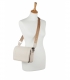 White crossbody handbag with decorative embroidery and chain Grosso C22Mwhiteflowers