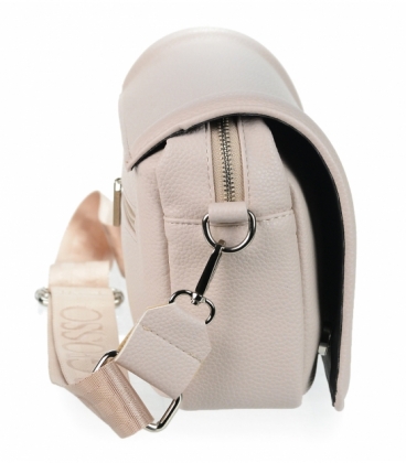 White crossbody handbag with decorative embroidery and chain Grosso C22Mwhiteflowers