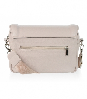 White crossbody handbag with decorative embroidery and chain Grosso C22Mwhiteflowers