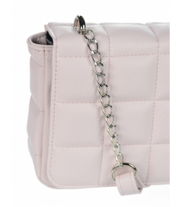 White crossbody handbag with decorative embroidery and chain Grosso C22Mwhiteflowers