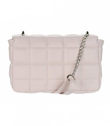 White crossbody handbag with decorative embroidery and chain Grosso C22Mwhiteflowers