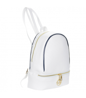 Bílý batoh se zlatým zipem