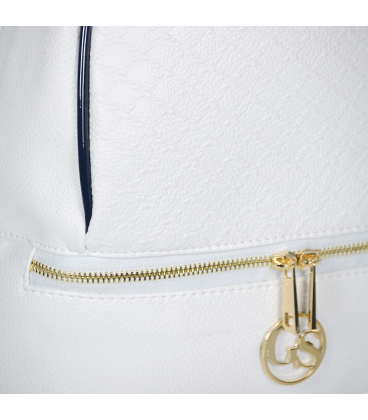 Bílý batoh se zlatým zipem