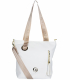 Biela crossbody kabelka s bronzovým remienkom a ozdobným strapcom