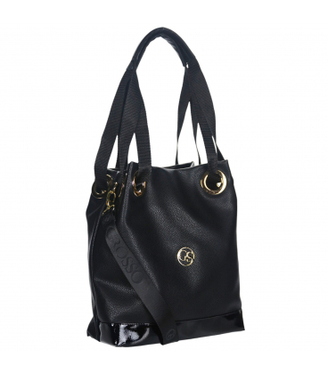 Fekete kézitáska arany elemekkel