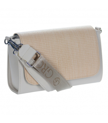 Bézs crossbody kézitáska átszőtt mintával