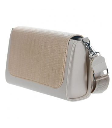 Béžová crossbody kabelka s proplétaným vzorem