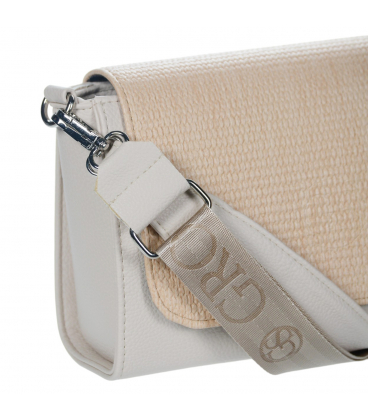 Bézs crossbody kézitáska átszőtt mintával