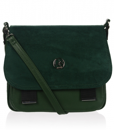 Zelená crossbody kabelka s brúsenou kožou
