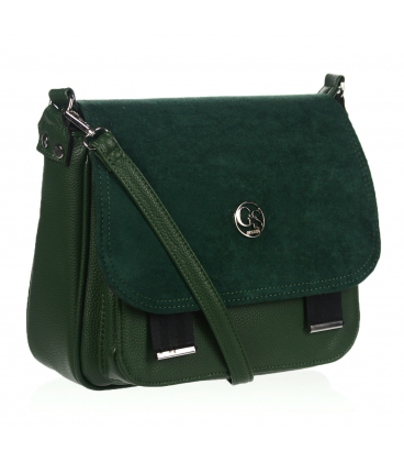 Zöld crossbody táska szálcsiszolt bőrrel