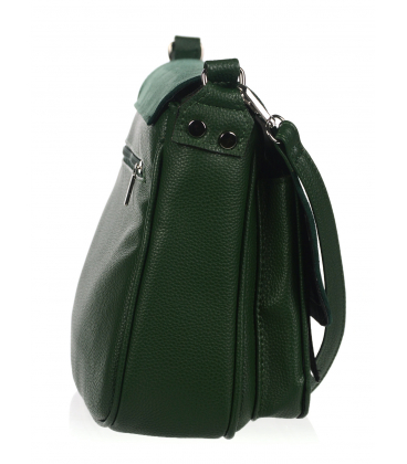 Zöld crossbody táska szálcsiszolt bőrrel
