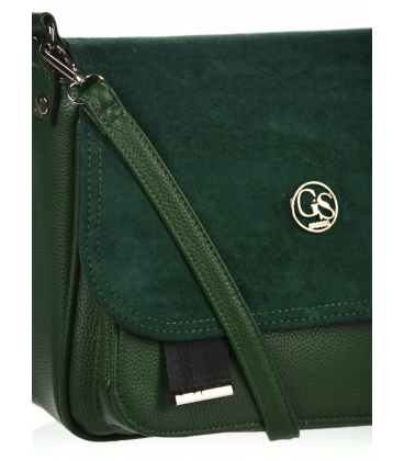 Zöld crossbody táska szálcsiszolt bőrrel