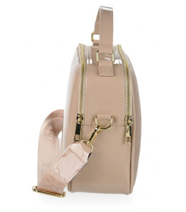 Matně lesklá hnědá crossbody kabelka