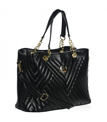 Černá elegantní kabelka s V-vzorem